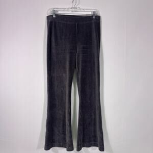 Aerie Gray Ribbed Stretchy Flare Pants Size Large 1054